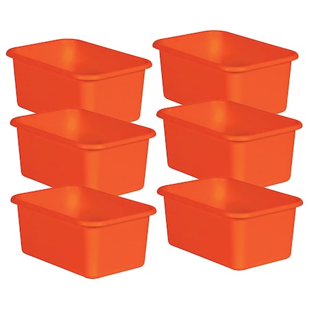 Teacher Created Resources Storage Bin, Plastic, Orange, 5 in H, 11-3/8 in W, 7-3/4 in L, 6 PK 20394